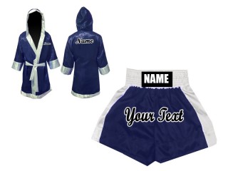 Boxing set - Custom Boxing Shorts and robe : Navy